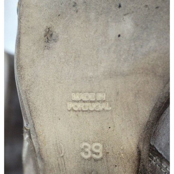 VIRUS PORTUGAL GRAY PERFORATED GENUINE LEATHER MED HEEL SLOUCHY BOOTS 9 39 - Picture 7 of 8